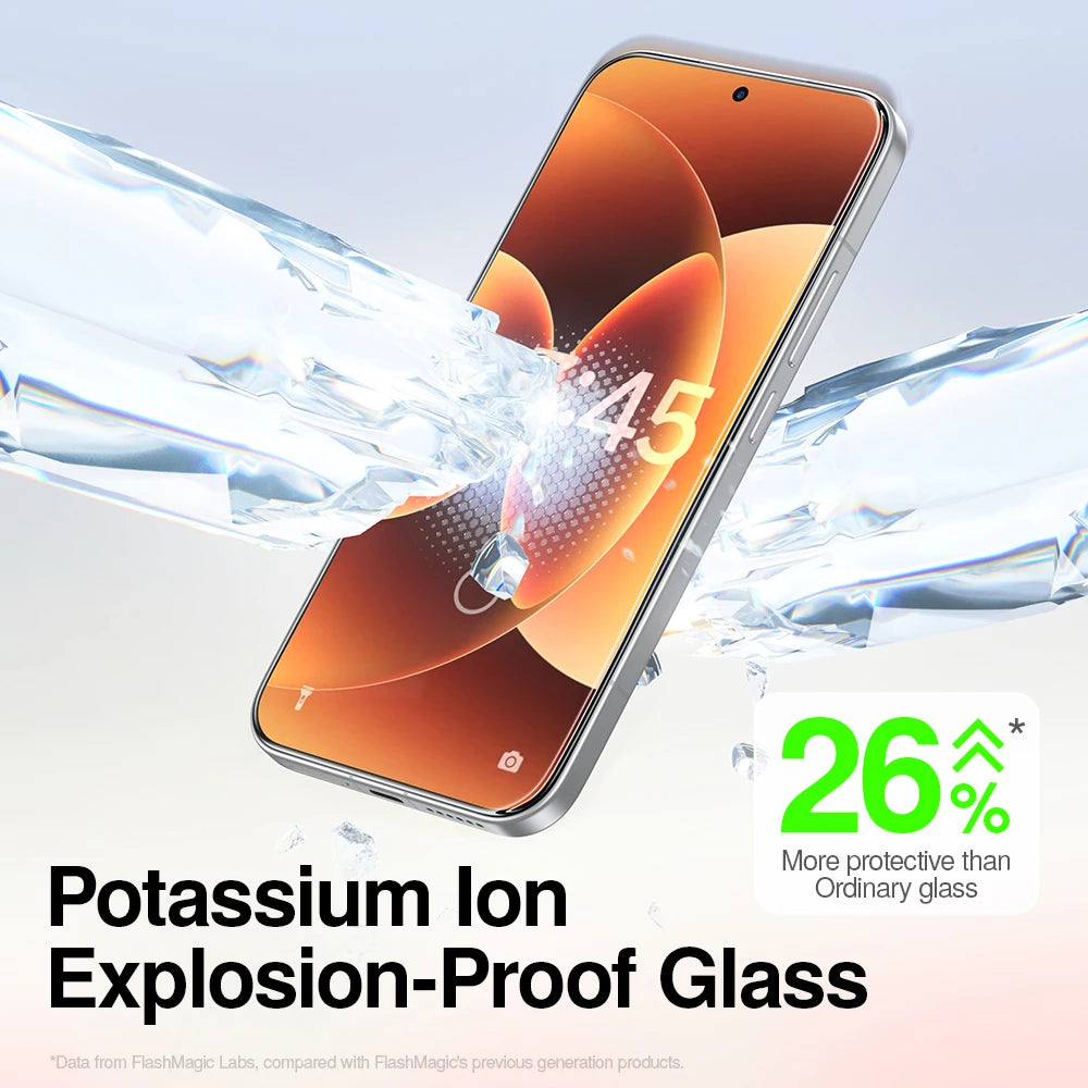 Randloses HD Schutzglas mit Staubschutz-Kabine – Anti-Fingerabdruck