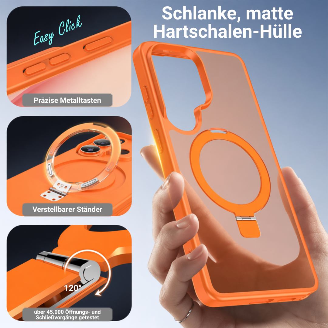 Magnetische Hülle mit Ringständer für Samsung Galaxy – Matt, Stoßfest