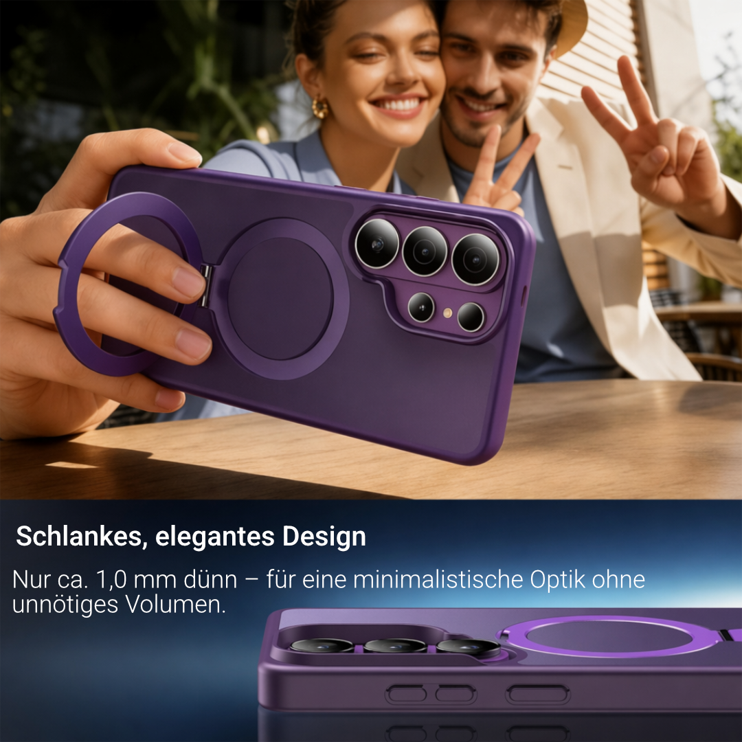 Magnetische Hülle mit Ringständer für Samsung Galaxy – Matt, Stoßfest
