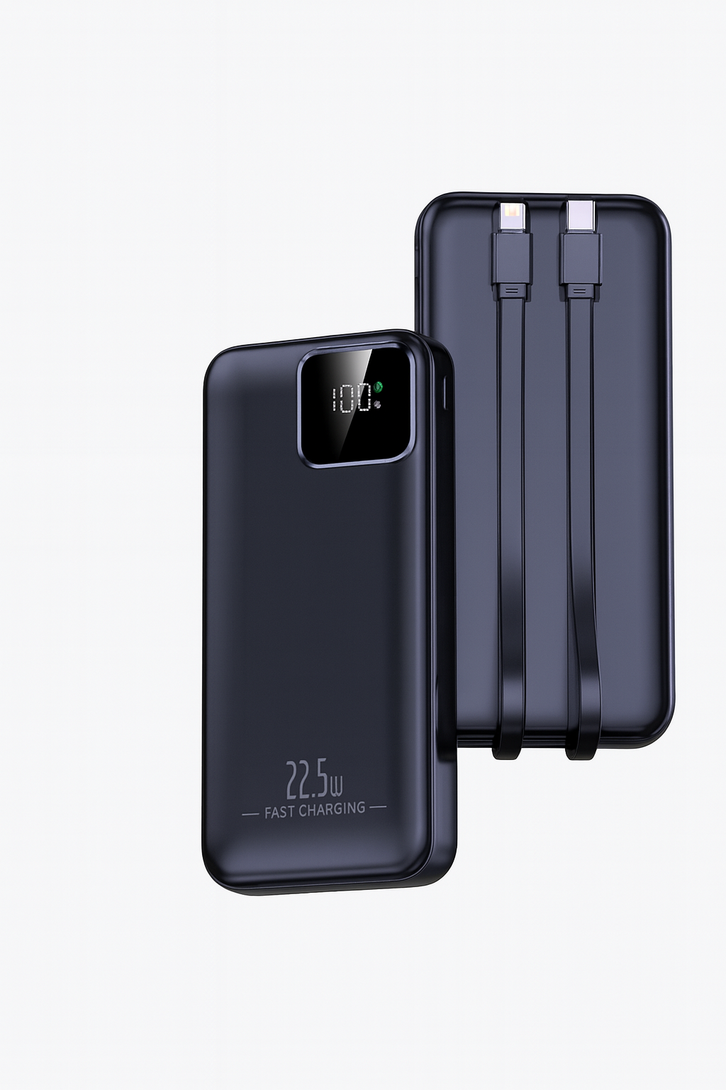 22,5W Powerbank 20.000–30.000 mAh mit LED-Display & integrierten Kabeln