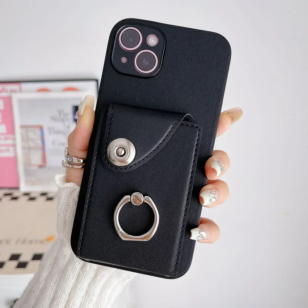 Für Huawei/Honor Hülle mit Kartenfach & Ringhalter, PU-Leder · Lila