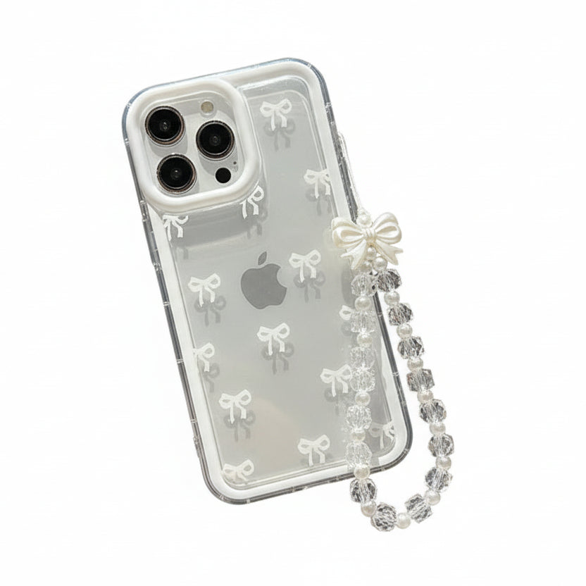 Transparente Schleifen Hülle für iPhone 17 16 15 14 13 12 11 Cute Soft TPU