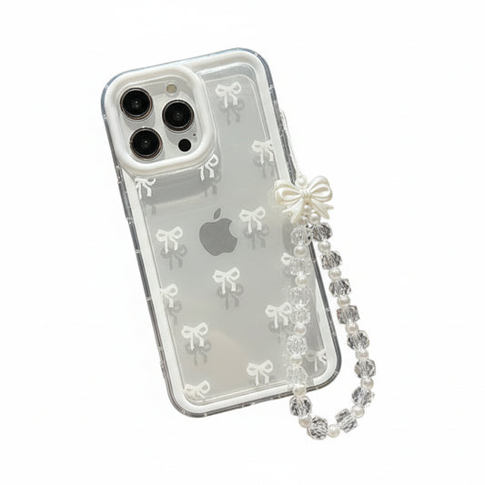 Transparente Schleifen Hülle für iPhone 17 16 15 14 13 12 11 Cute Soft TPU