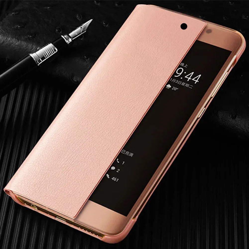 Für Huawei P30 / P30 Pro / P30 Lite Flip-Hülle mit Sichtfenster · Roségold