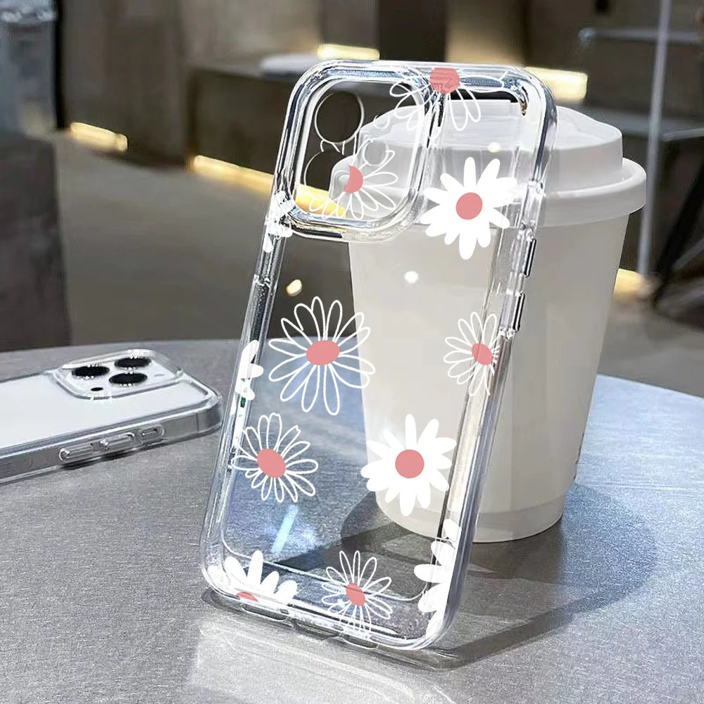 Blumen transparente Handyhülle für iPhone – stoßfest & flexibel
