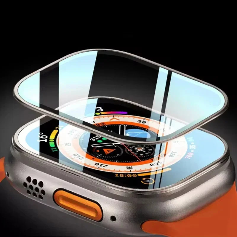 Schutzhülle mit 9H Glas für Apple Watch Ultra 1 2 3 49mm Metall Bumper Case