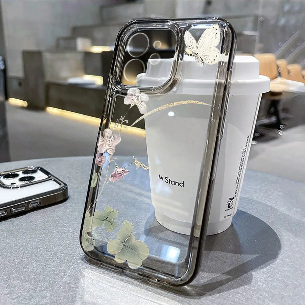 Blumen transparente Handyhülle für iPhone – stoßfest & flexibel