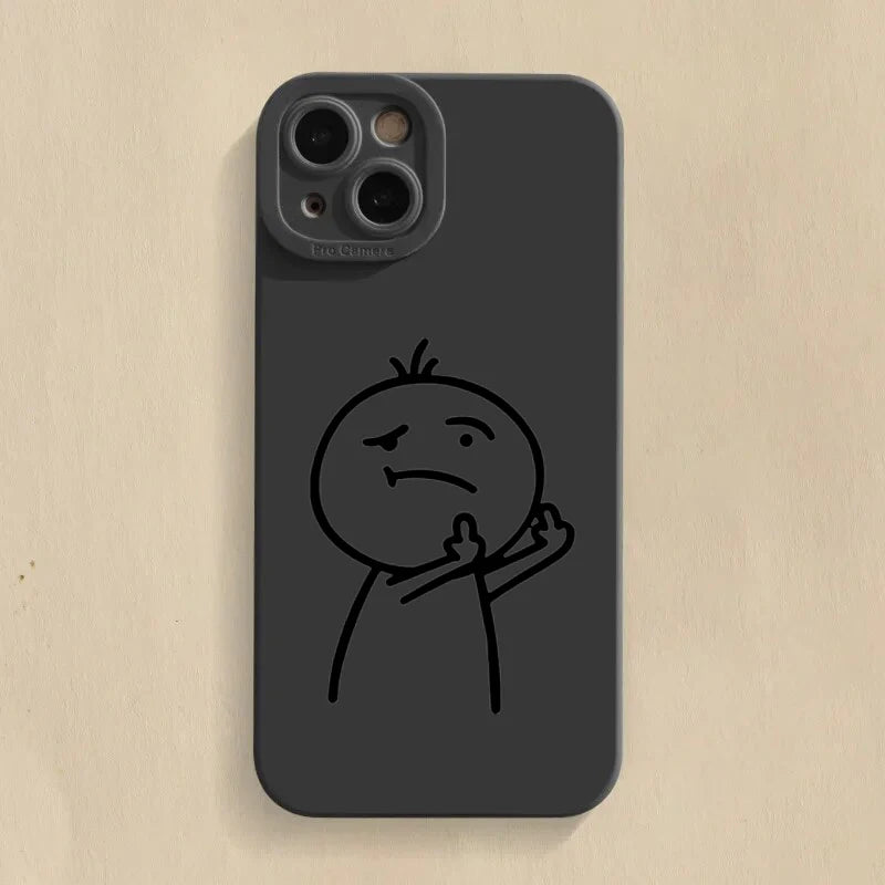 Lustige Strichmännchen Handyhülle Silikon für iPhone 7–17 Pro Max