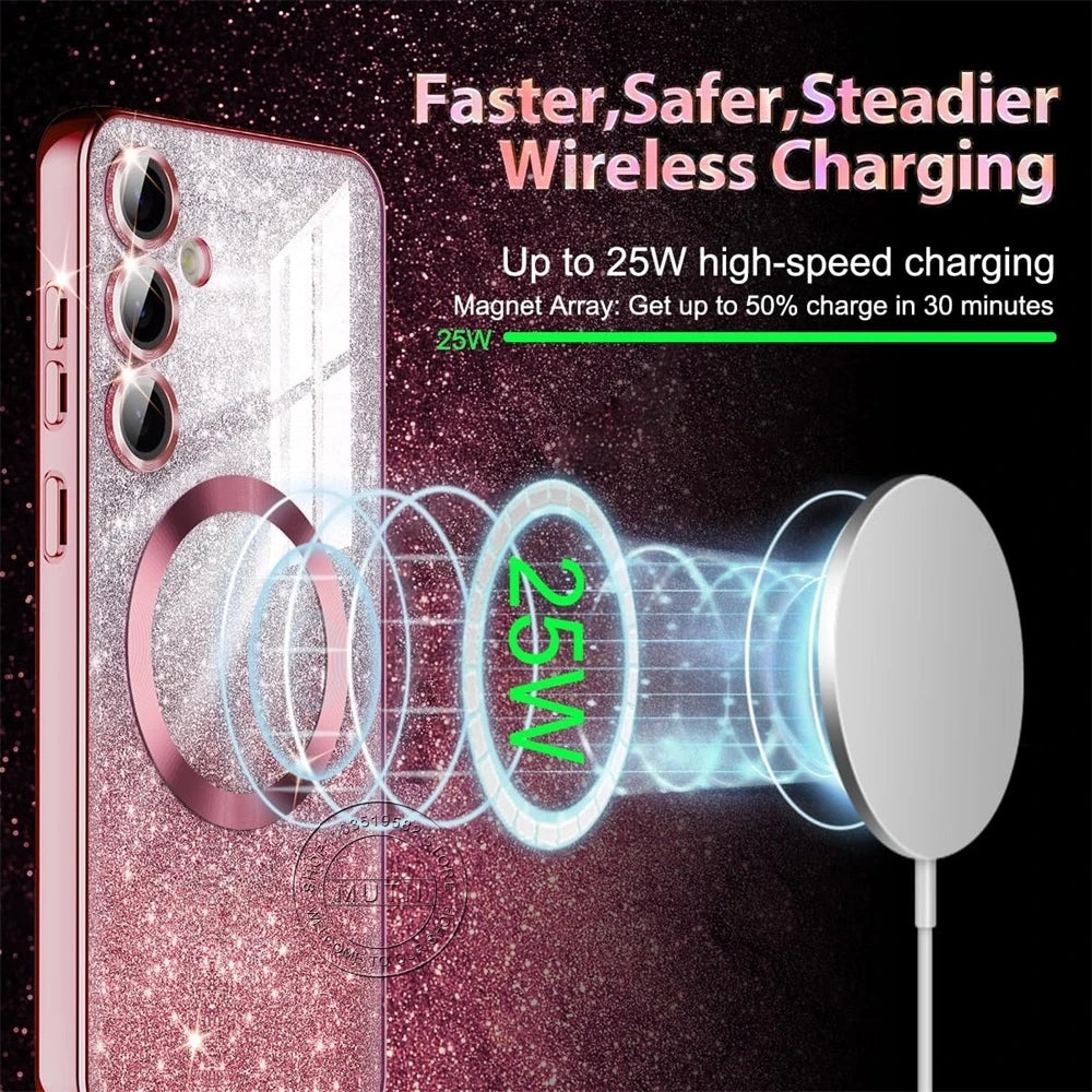 Glitzer Magnetische Hülle für Samsung Galaxy S20–S25 Ultra Note 20