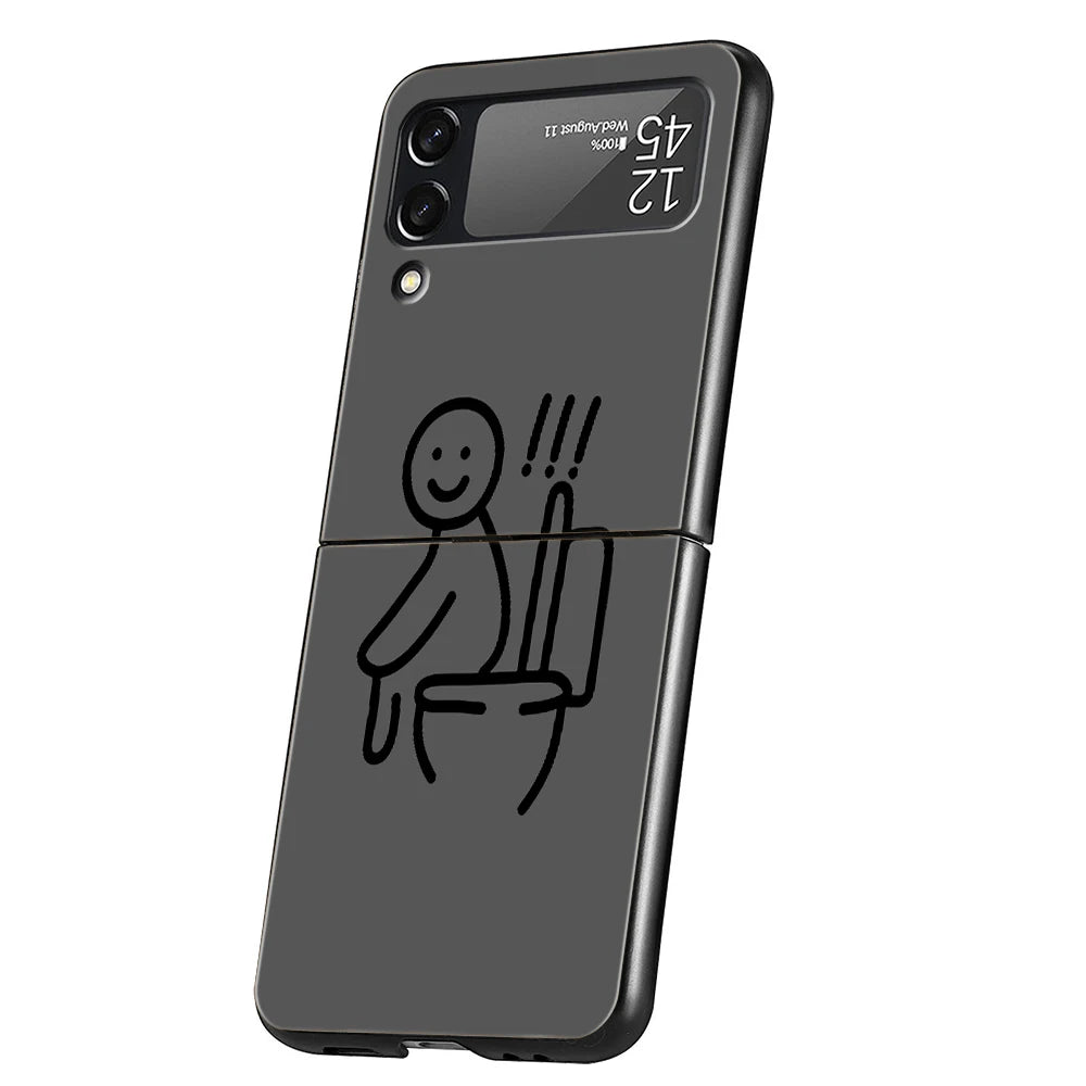 Hülle „Stickman“ für Samsung Galaxy Z Flip – Hard PC, schwarz, stoßfest