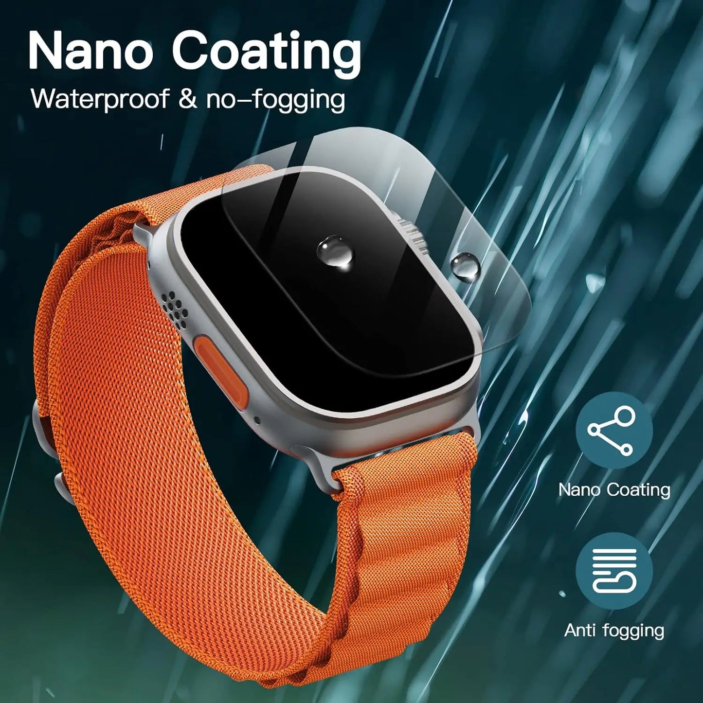 Schutzglas für Apple Watch Ultra 1 2 3 49mm 9H HD mit Auto-Montagehilfe Set