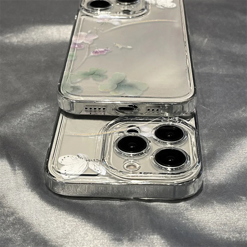 Blumen transparente Handyhülle für iPhone – stoßfest & flexibel