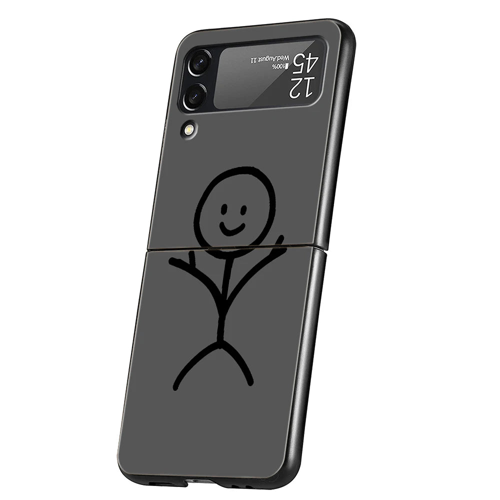Hülle „Stickman“ für Samsung Galaxy Z Flip – Hard PC, schwarz, stoßfest