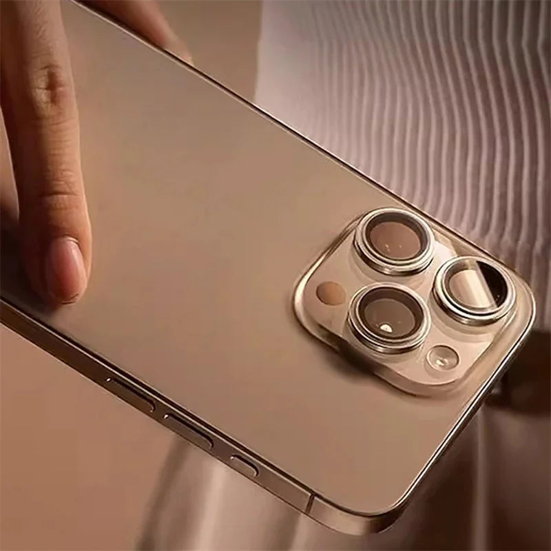 Kamera Schutzglas für iPhone 16 15 14 13 12 11 Pro Max Glas Metallring