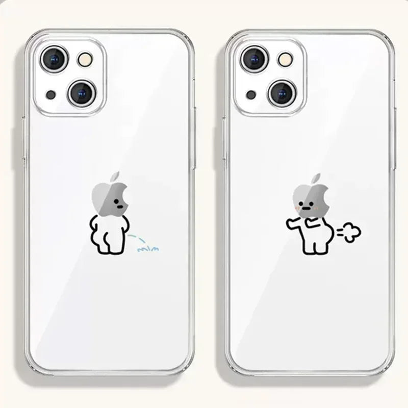 Hülle „Matchstick Couple“ für iPhone – Transparentes Soft TPU Case