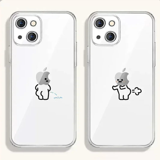 Hülle „Matchstick Couple“ für iPhone – Transparentes Soft TPU Case