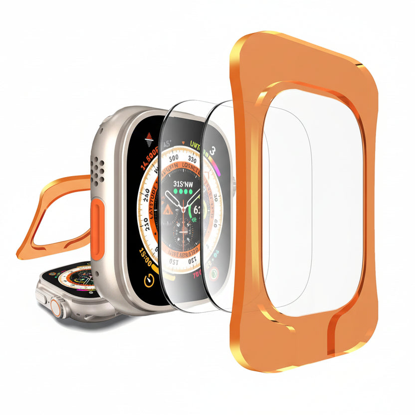 Schutzglas Apple Watch Ultra 1 2 3 49mm 9H HD mit Auto-Montagehilfe Set