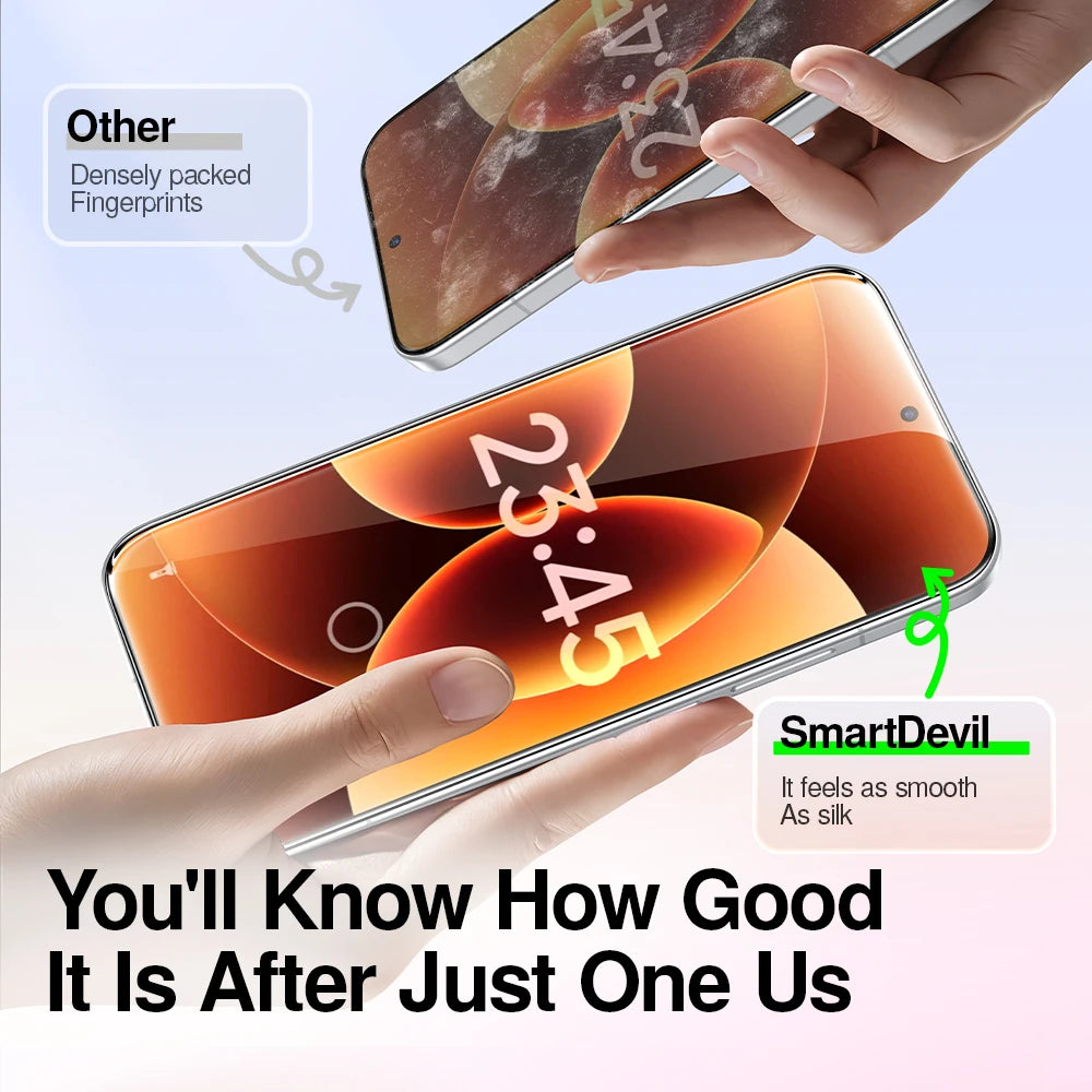 Randloses HD Schutzglas mit Staubschutz-Kabine – Anti-Fingerabdruck