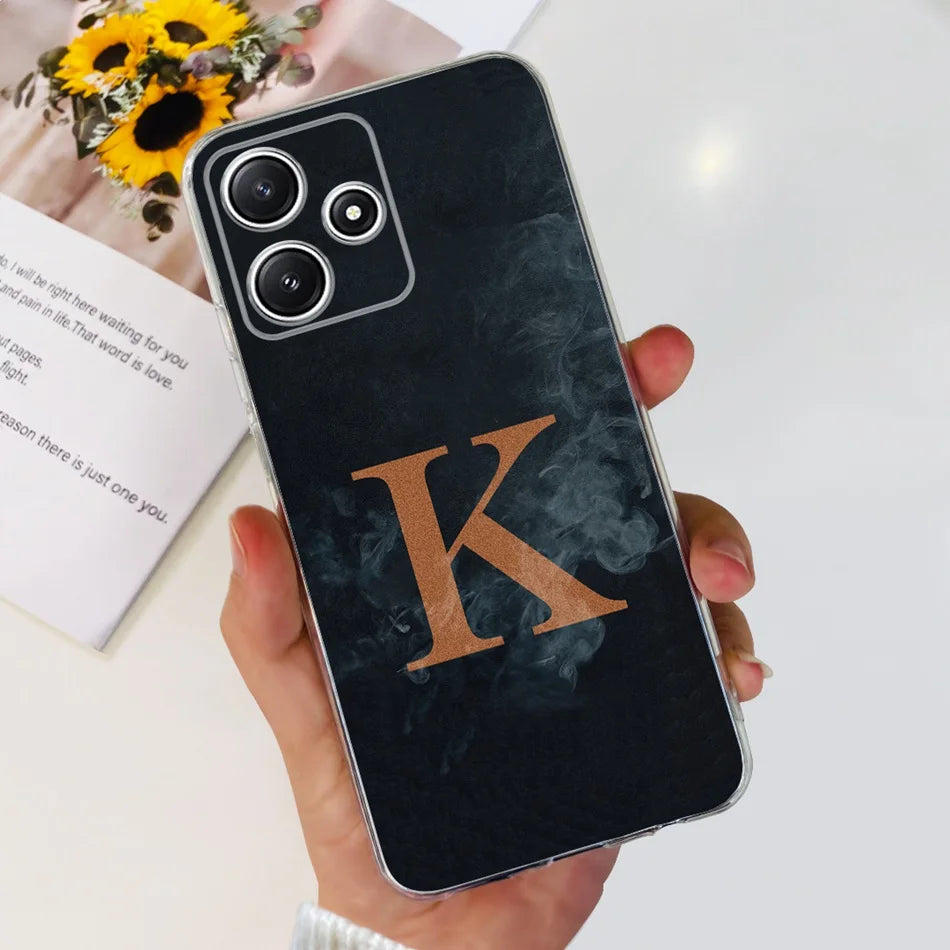 Für Xiaomi Redmi 12 5G Hülle – Initiale Buchstabe TPU · Schwarz K