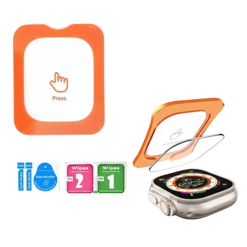 Schutzglas für Apple Watch Ultra 1 2 3 49mm 9H HD mit Auto-Montagehilfe Set
