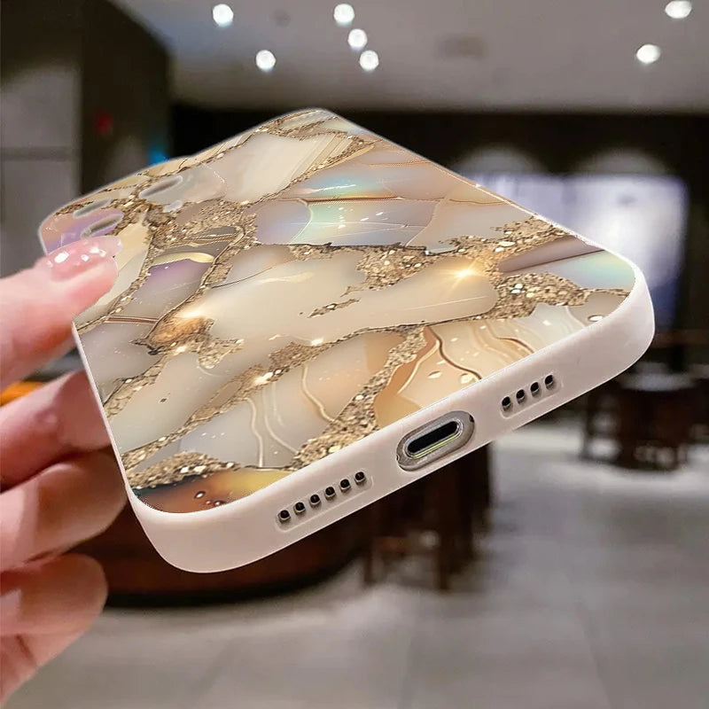 Marmor Hülle Champagner-Gold – Elegantes Design, Stoßfest & Leicht