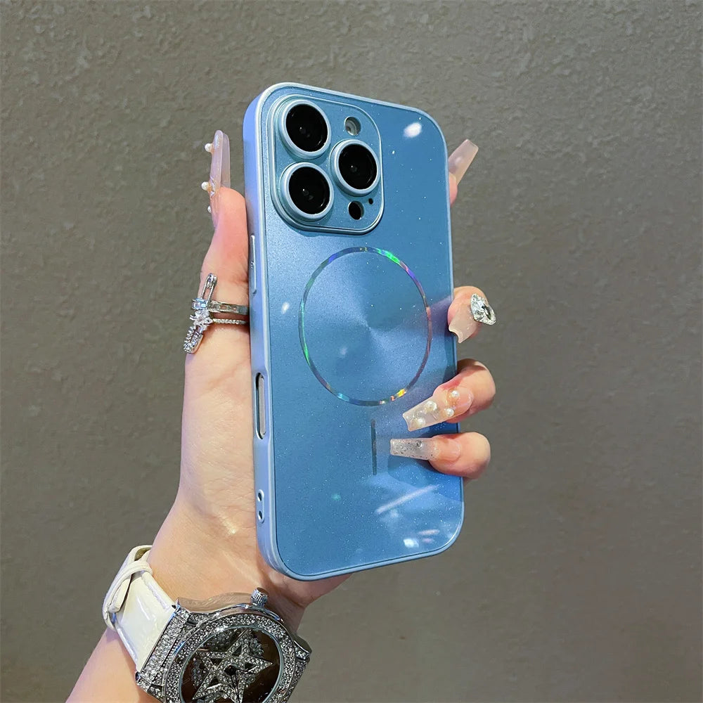 Aurora Glitzer Hülle für iPhone 17 16 15 14 13 Magnetisch Kameraschutz