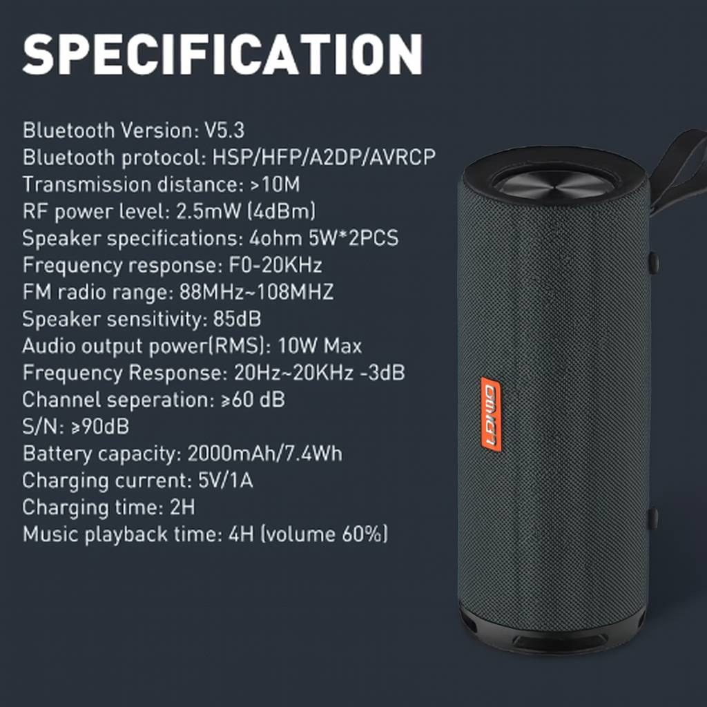 Bluetooth 5.3 Lautsprecher mit Subwoofer, Ambient-Light & 2000mAh Akku