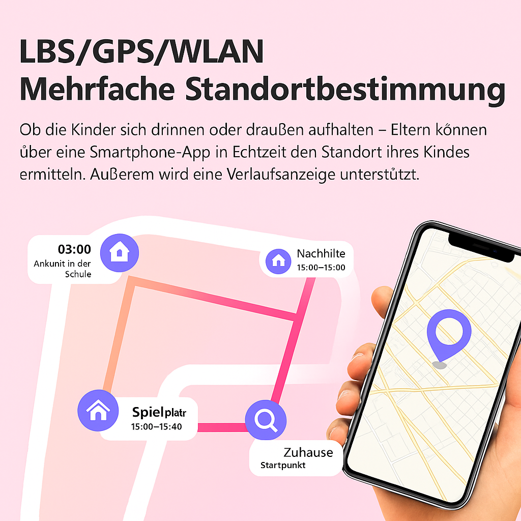 4G Kids Smartwatch GPS WIFI Video Call IP67 – SOS Uhr für Kinder mit Kamera, Tracker, Standort & Telefon – Blau/Rosa