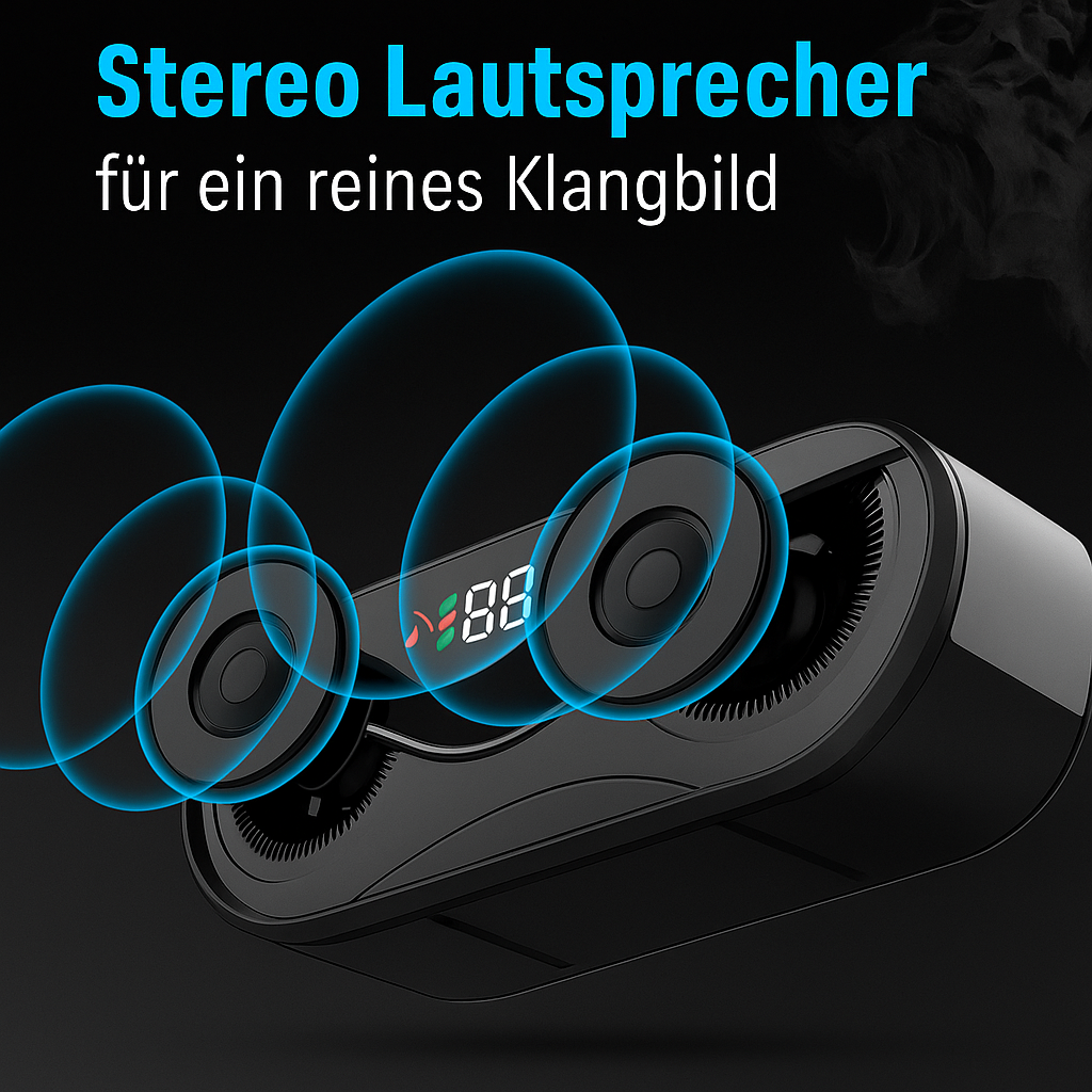 Stylischer Dual-Speaker mit LED-Effekt & starkem Bass – bis zu 10h Akkulaufzeit