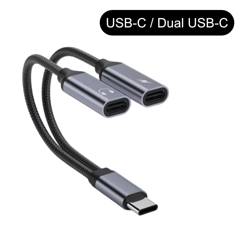 2-in-1 Audio-Adapter mit Ladefunktion – USB-C / Lightning / Klinke