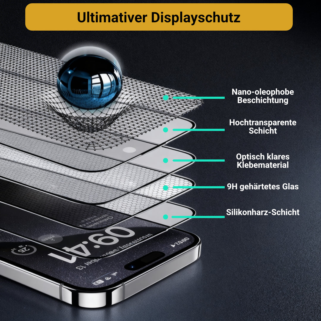 Displayschutzglas für iPhone 11-17 Pro Max HD-Klar 3/5 Stück 9H Glas