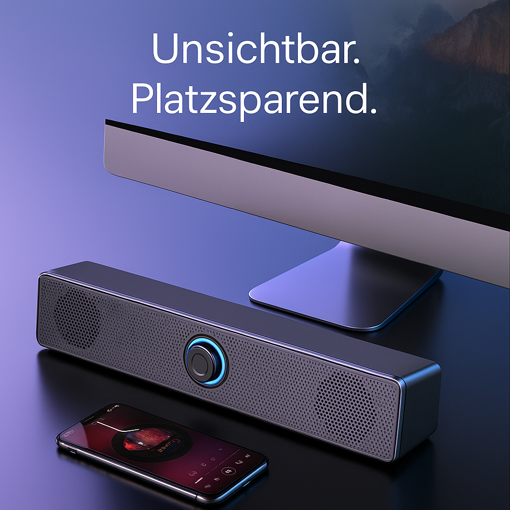 Bluetooth 4D Surround Soundbar – Heimkino Lautsprecher – PC/TV Sound System – Subwoofer – Starker Bass – Wired & Wireless
