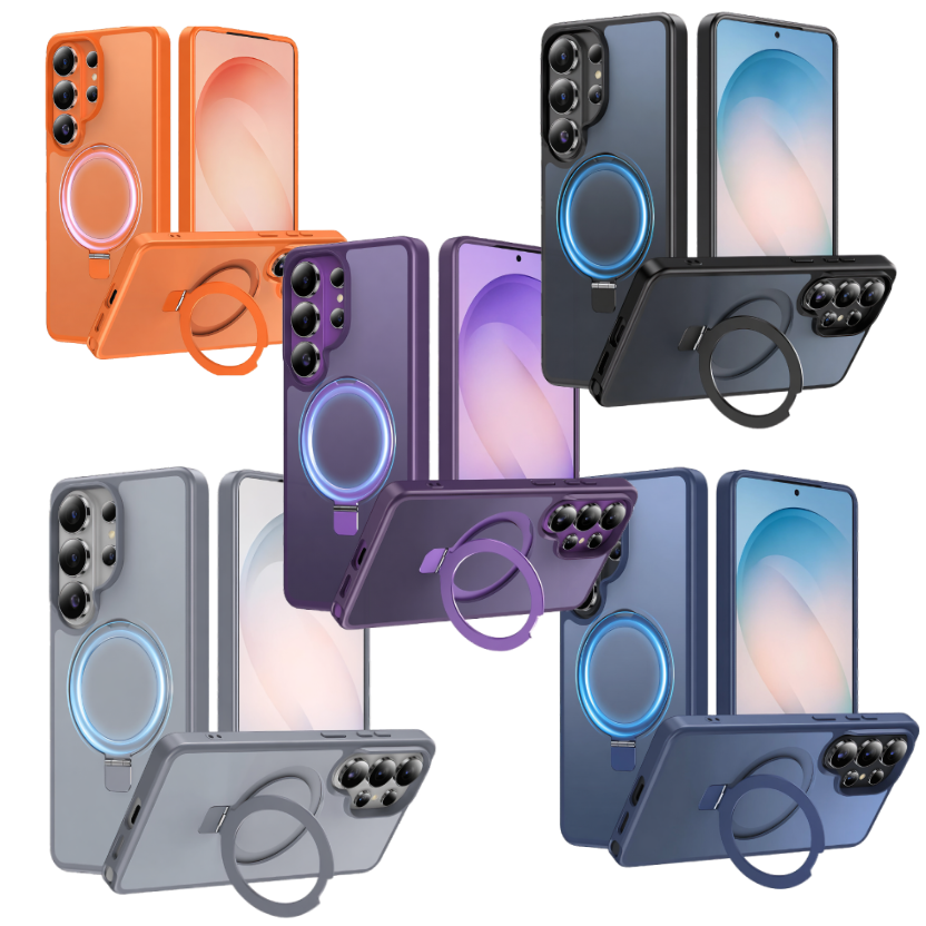 Magnetische Hülle mit Ringständer für Samsung Galaxy – Matt, Stoßfest