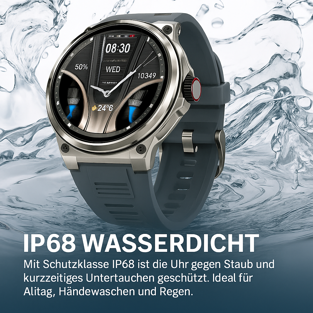 V69 Herren Smartwatch 1,85 Zoll HD Display IP68 Fitness Uhr mit Bluetooth Call, Herzfrequenz & SpO2, 710mAh Akku