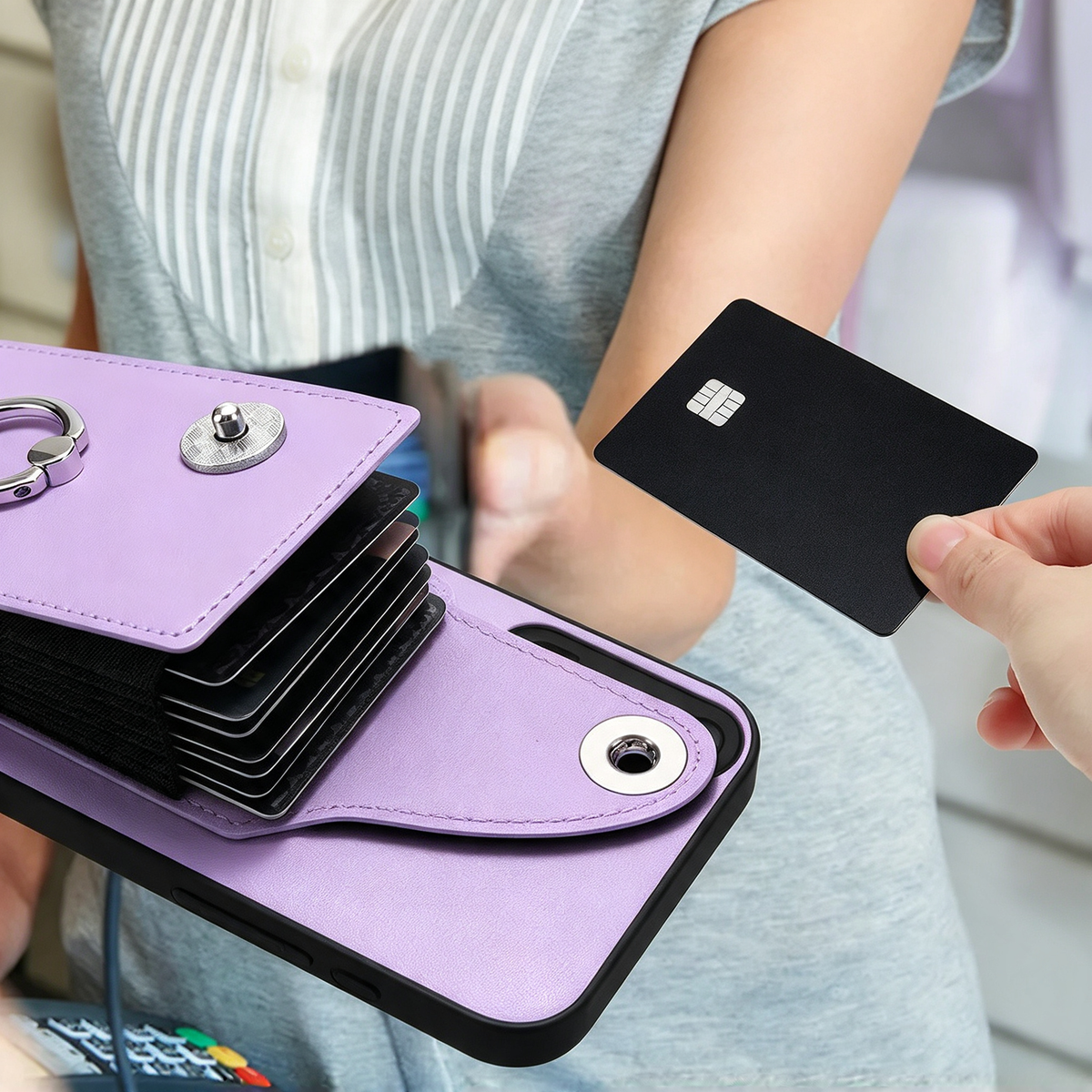 Für Huawei/Honor Hülle mit Kartenfach & Ringhalter, PU-Leder
