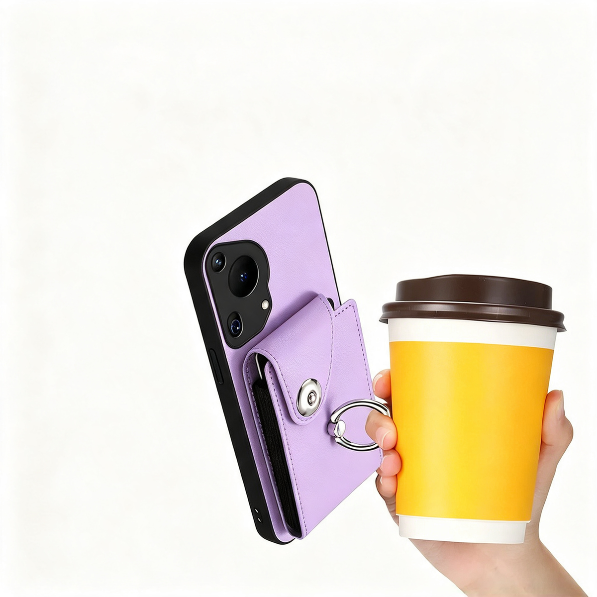 Für Huawei/Honor Hülle mit Kartenfach & Ringhalter, PU-Leder
