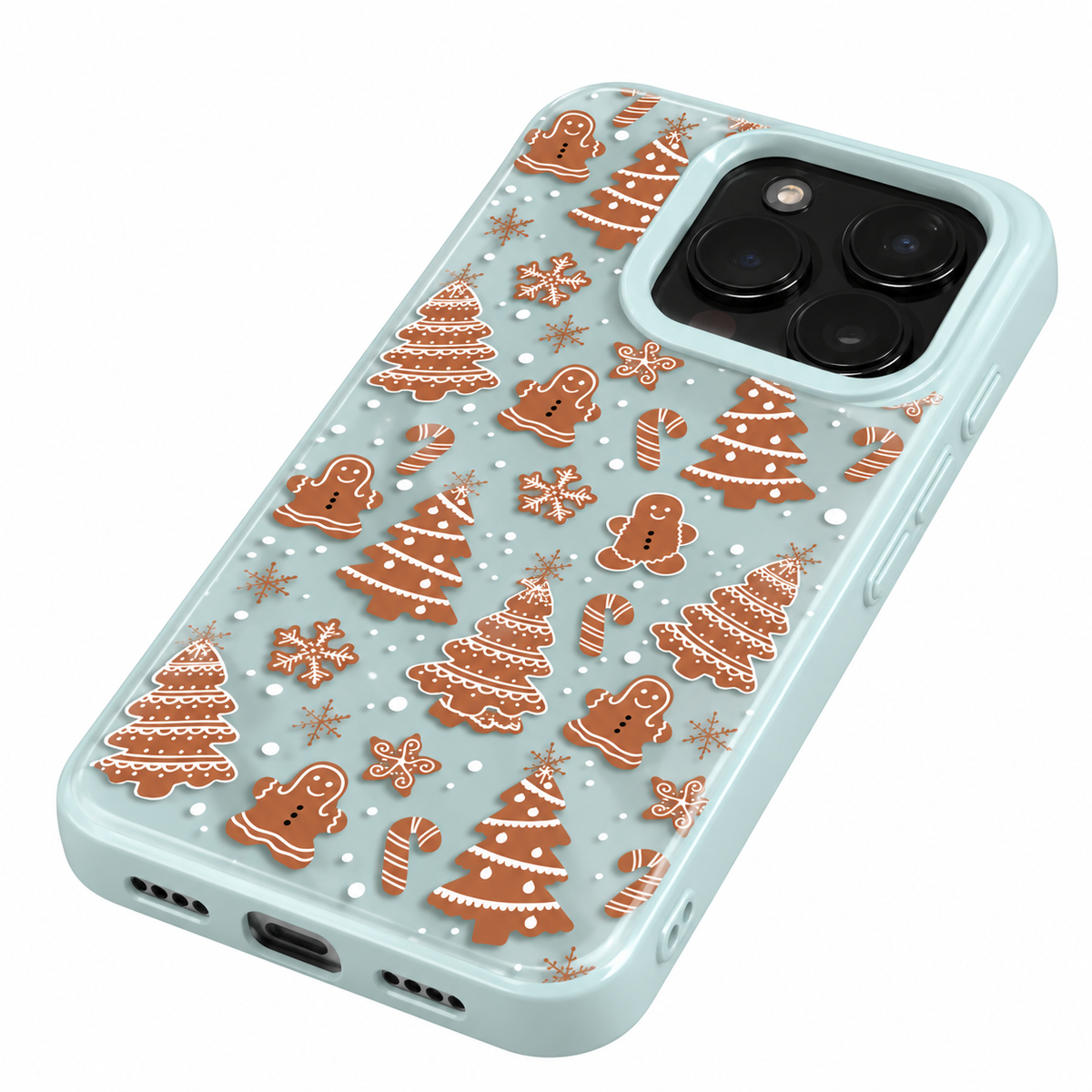 Für iPhone Weihnachten Hülle – Lebkuchenmann & Schneeflocken