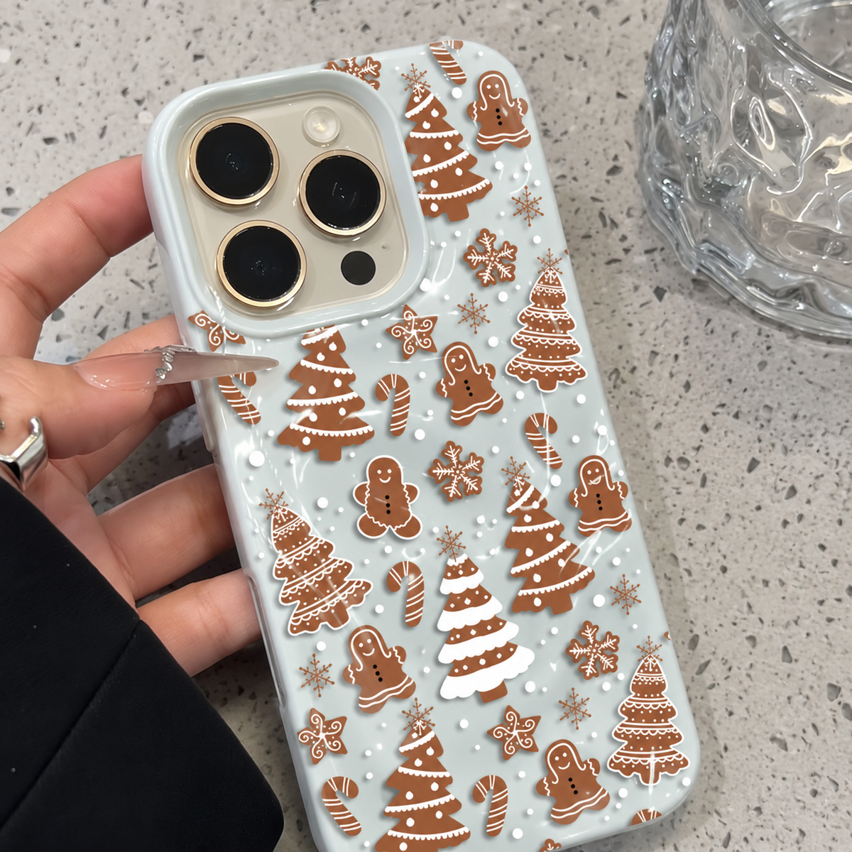 Für iPhone Weihnachten Hülle – Lebkuchenmann & Schneeflocken