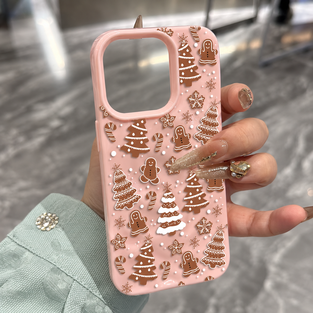 Für iPhone Weihnachten Hülle – Lebkuchenmann & Schneeflocken