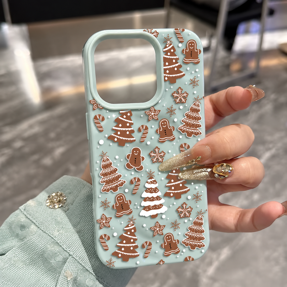 Für iPhone Weihnachten Hülle – Lebkuchenmann & Schneeflocken