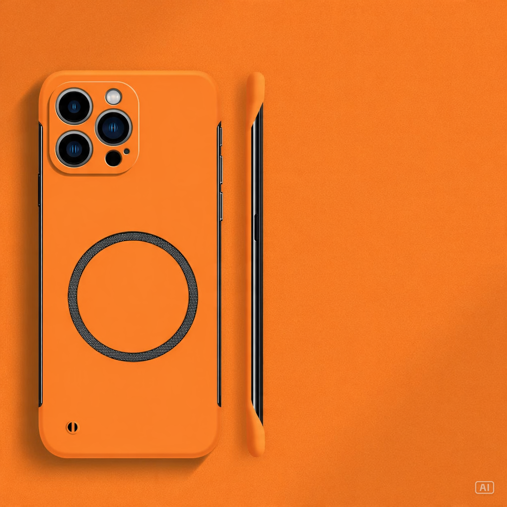 Orange matte PC-Hartschale für Xiaomi mit sichtbarem Magnet-Ring auf der Rückseite, Rück- und Seitenansicht