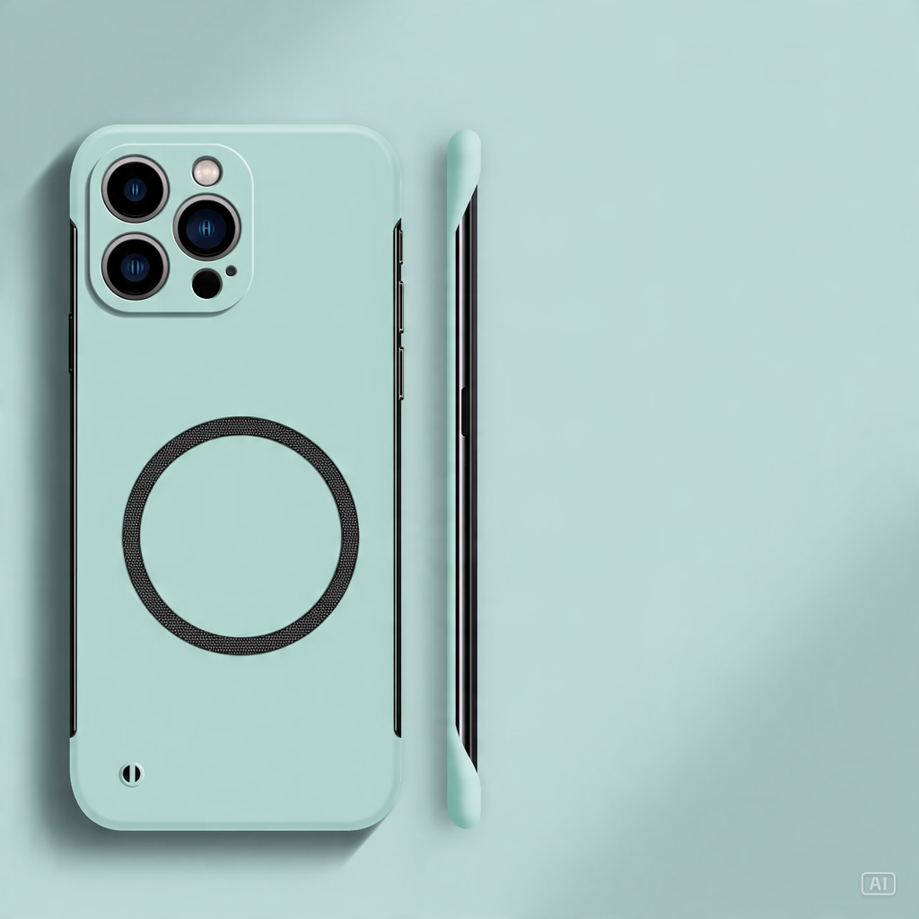 Mintgrüne ultradünne Xiaomi-Hartschale mit Magnet-Ring, matter Oberfläche, Rück- und Seitenansicht