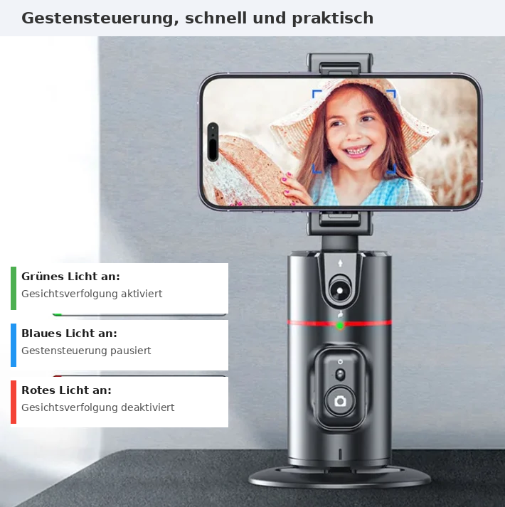 360° Gimbal Selfie Stick mit AI-Tracking – Desktop & Handheld 2in1