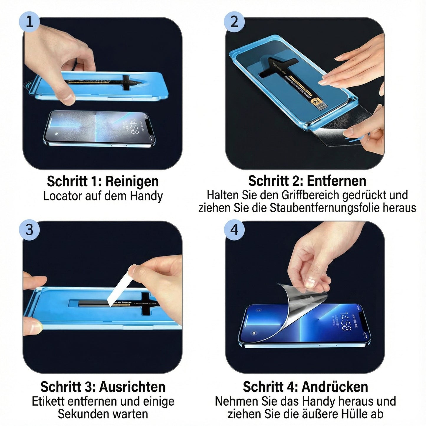 Schutzglas 9H für Samsung Galaxy A55 A35 A54 A14 mit Auto-Staubentfernung