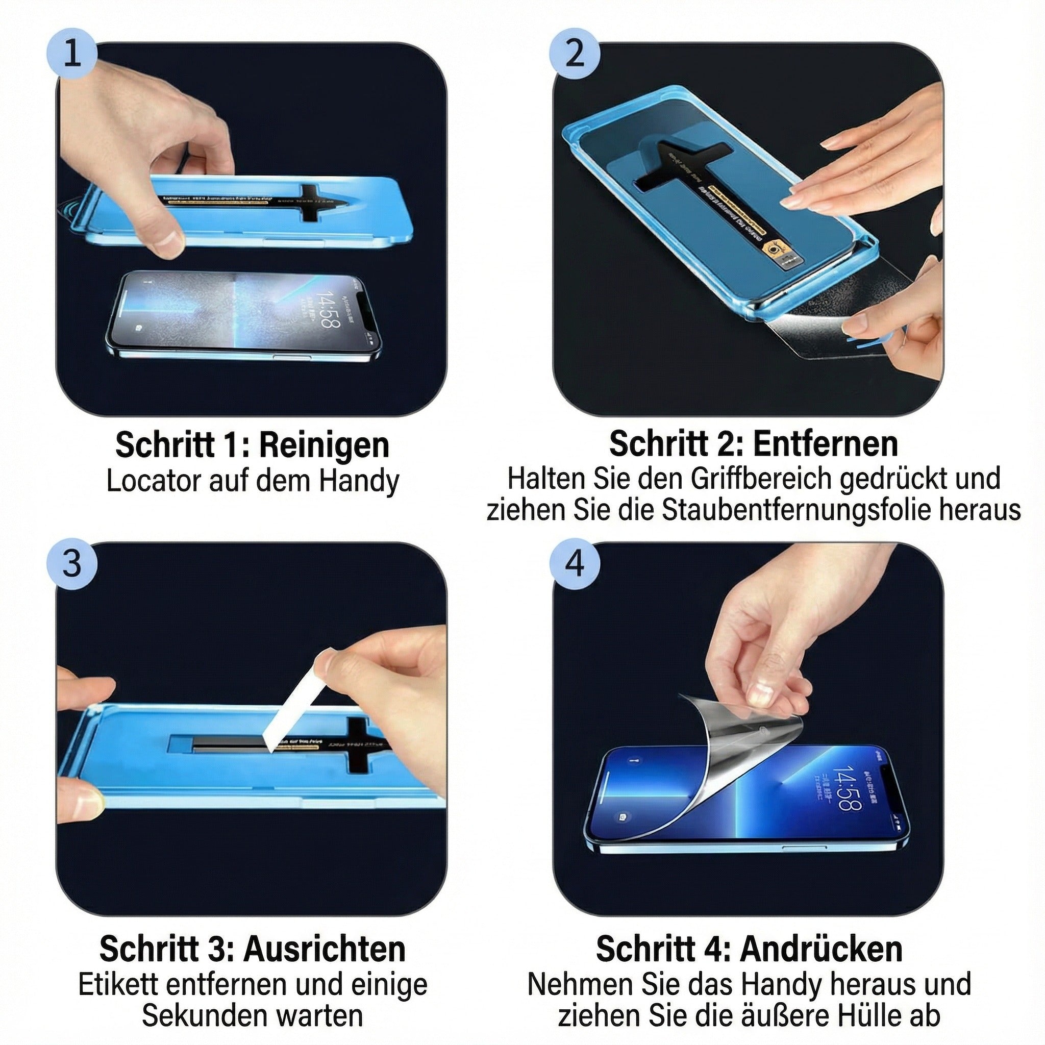 Schutzglas 9H für Samsung Galaxy A55 A35 A54 A14 mit Auto-Staubentfernung