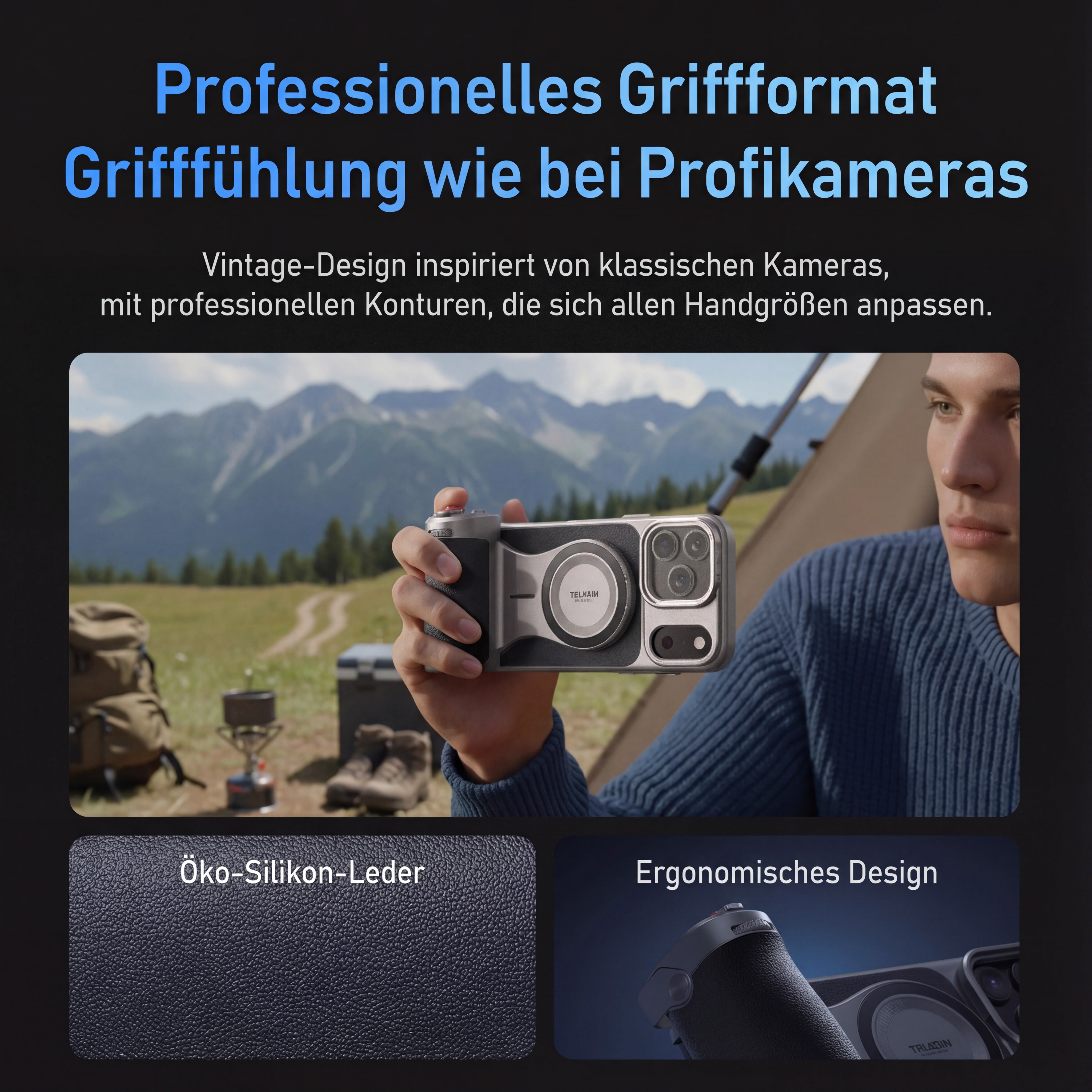 Magnetischer Kamera-Griff für iPhone 17 Pro Max Graphen-Kühlung Stativ