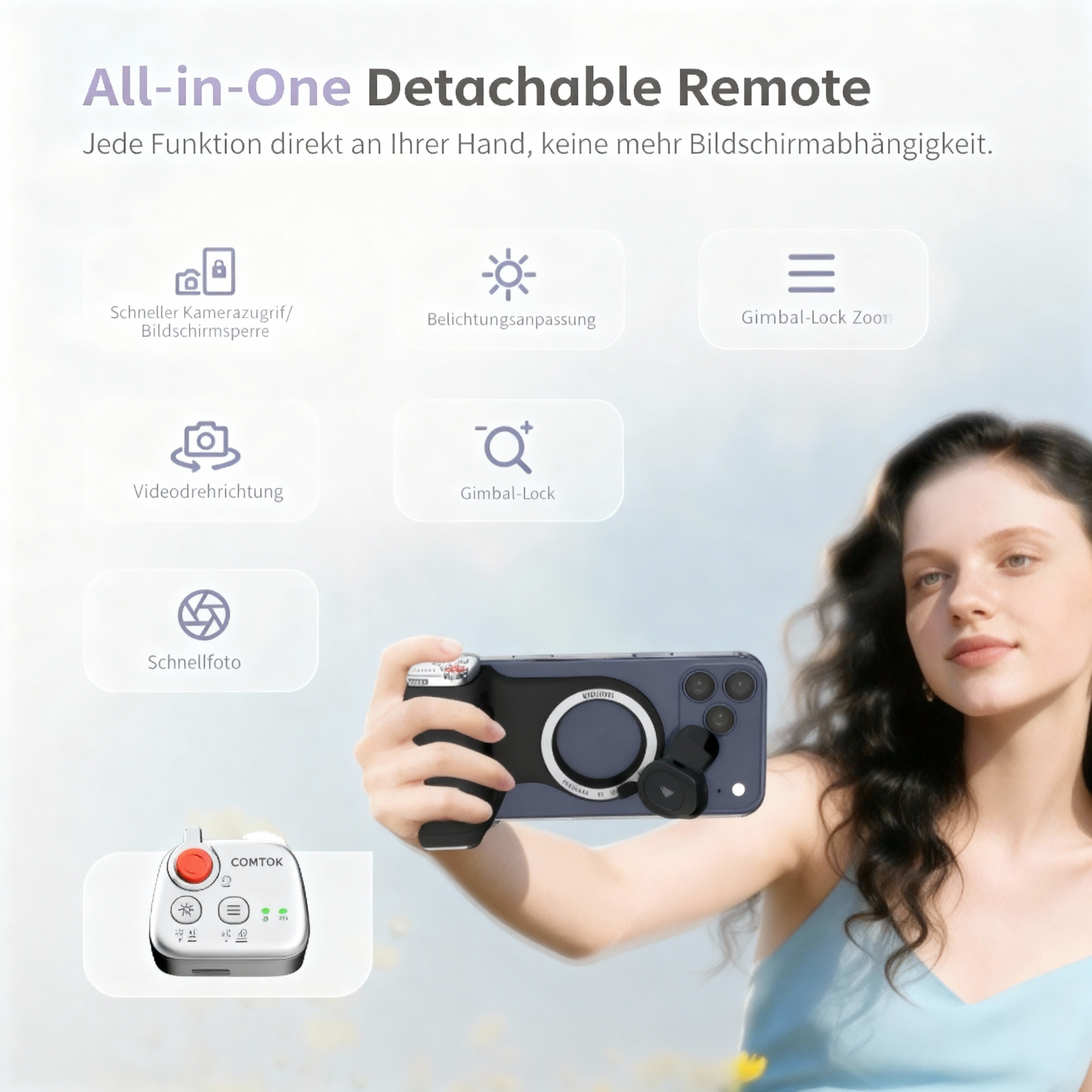 Magnetischer Smartphone Kameragriff Bluetooth Fernauslöser Vlog Selfie