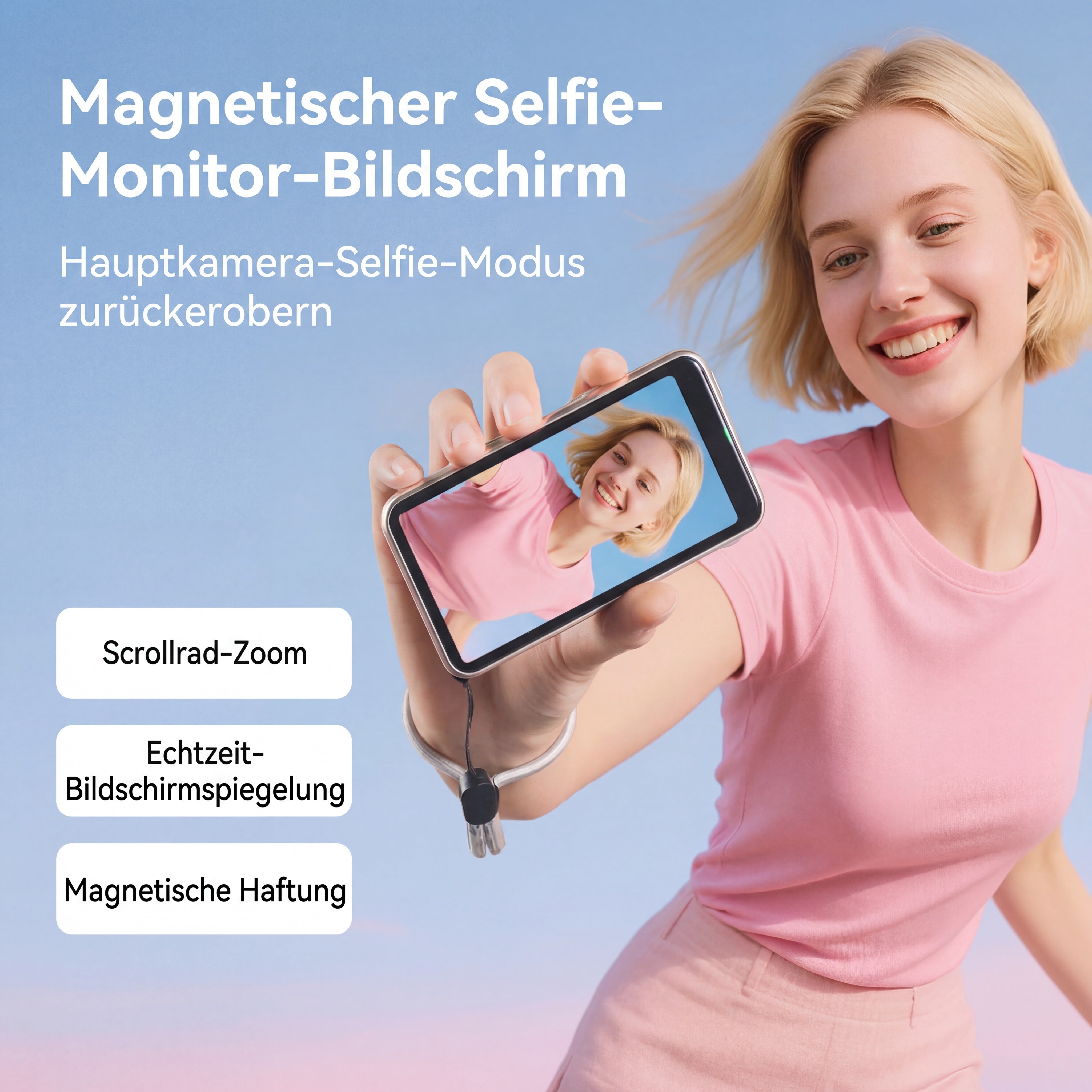 Magnetischer Selfie-Monitor 4 Zoll Bluetooth Fernbedienung Vlog Zoom