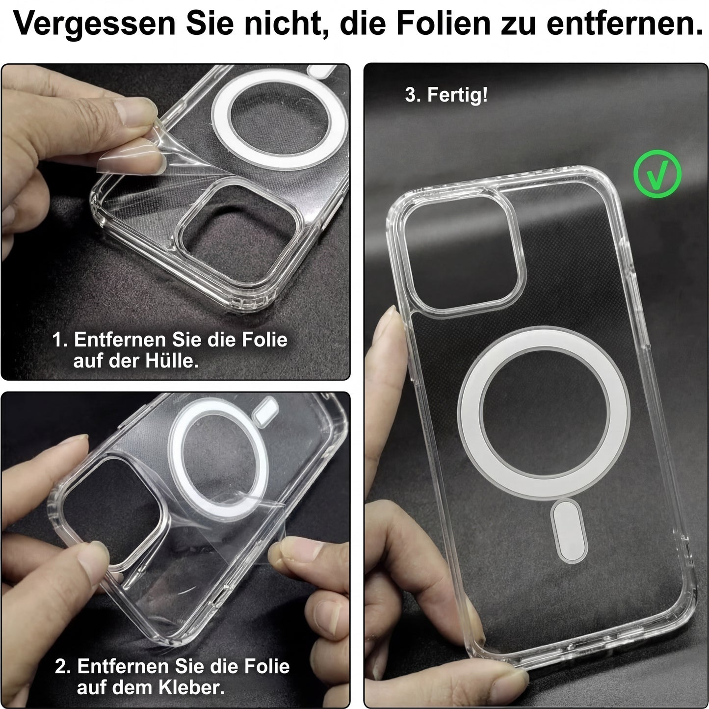 Transparente Magnetische Hülle für iPhone 17 16 15 14 13 12 11 Pro Max Klar