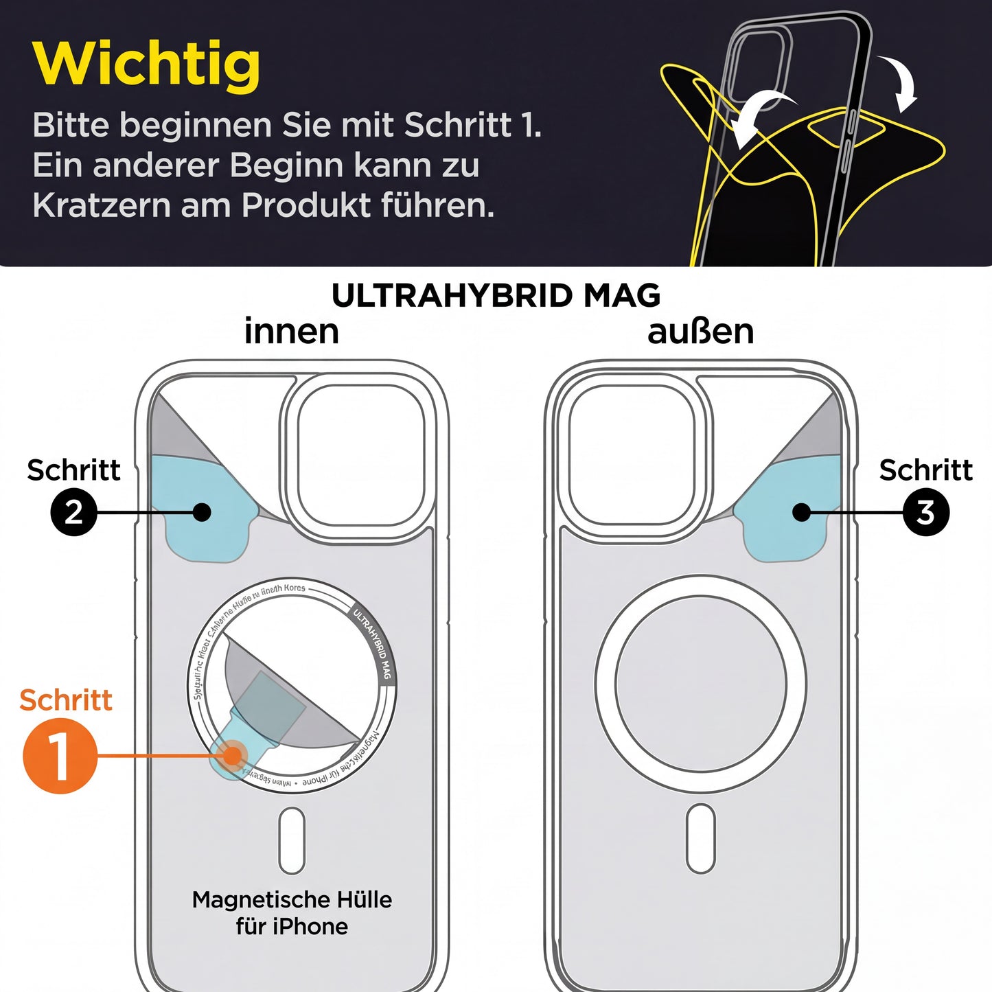 Kristallklare Magnetische Hülle für iPhone 16 15 14 13 12 11 SE Ultra Dünn